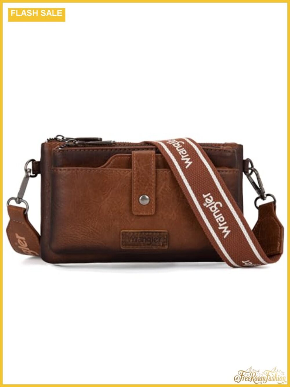 Wrangler Dual Zipper Crossbody Phone Purse with Card Holder Adjustable Guitar